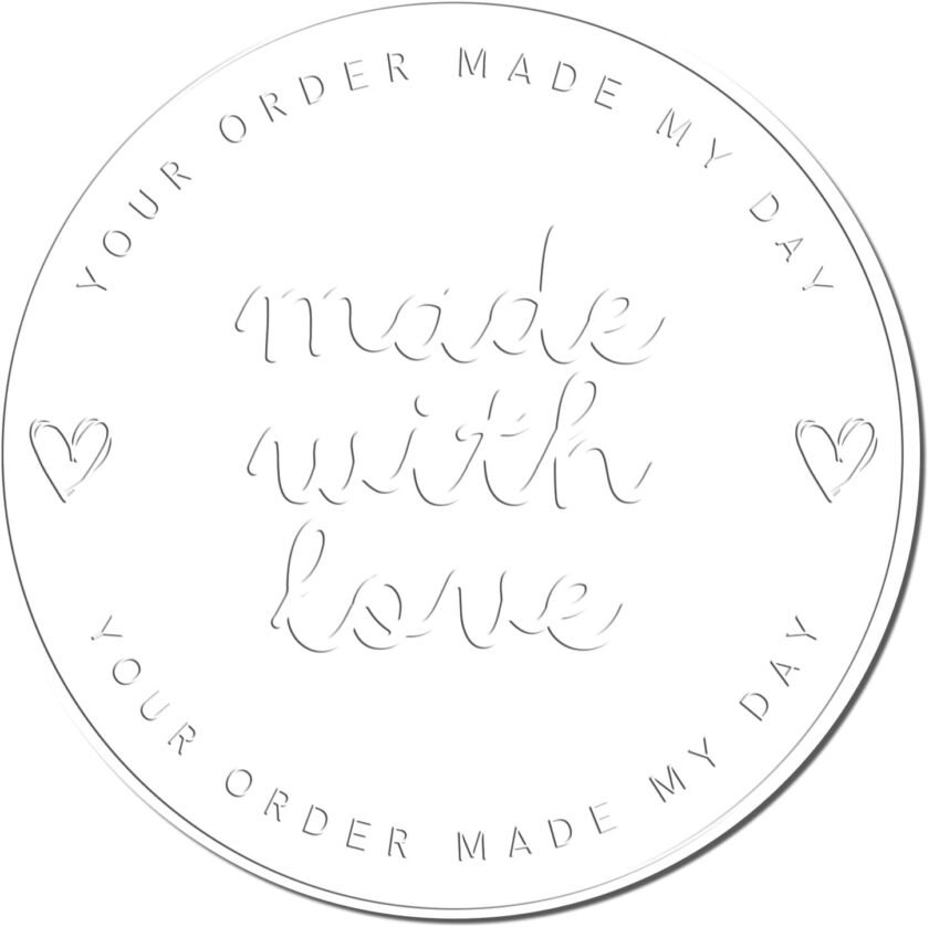 True-Heart Designs Premium Personalized Handmade Seal & Embosser for Wedding Invitations, Custom Etsy Shop Handmade Embosser Stamp, 1-5/8 Round Seal Press with 'Handmade with Care' Design for Crafters