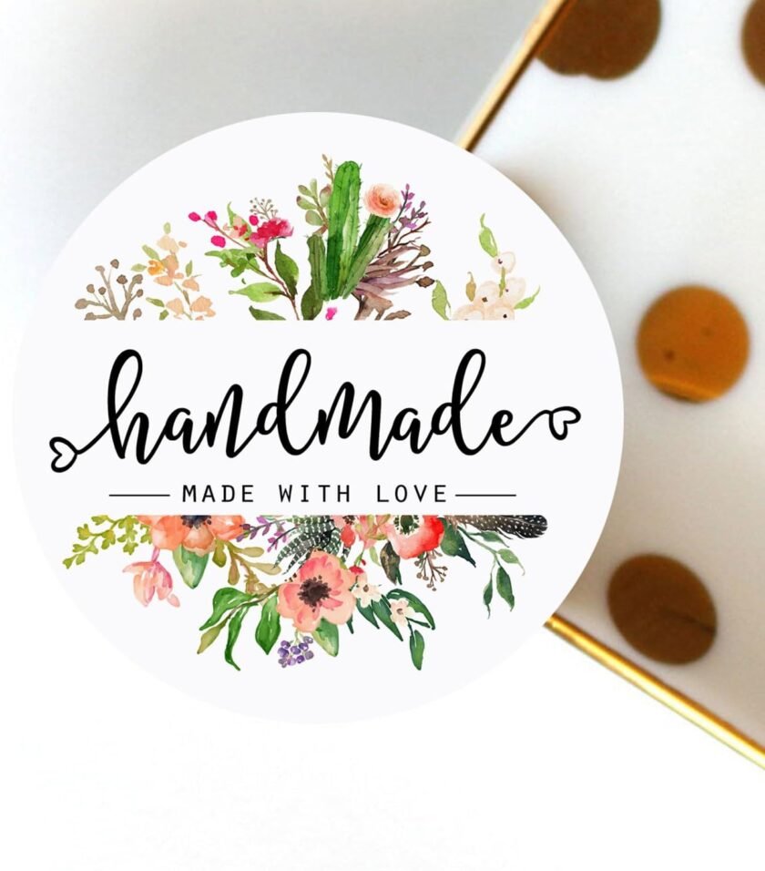 120pcs Handmade Made with Love Stickers, Premium Floral Labels for Crafts, Gifts & Packaging, Adorable Handmade Stickers for Small Businesses, Artists & Crafters - Image 4