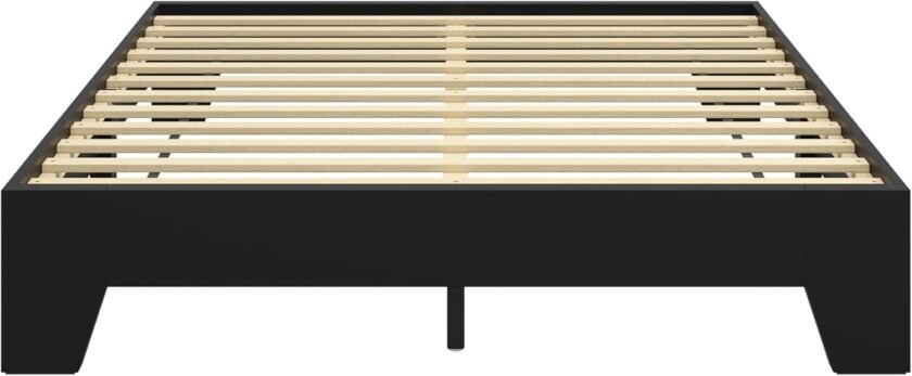 Boyd Sleep Lugano Platform Bed Frame - Modern Minimalist Design, Solid Wooden Slat Support, No Box Spring Needed, Easy Assembly, Noise-Free Construction, Sleek Bedroom Furniture, Black, Queen - Image 7