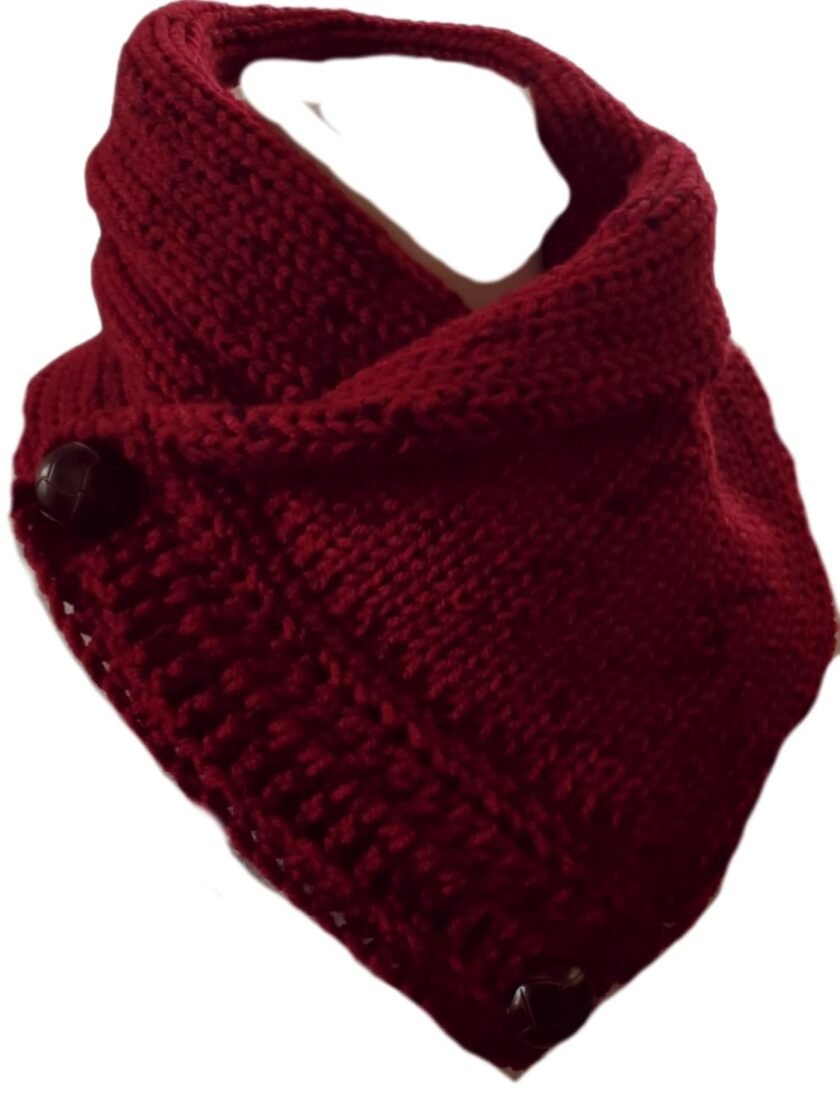 Boston Harbor Scarf Hand Knit Neckwarmer Scarf with Two Buttons Choose Color (Red Tweed)