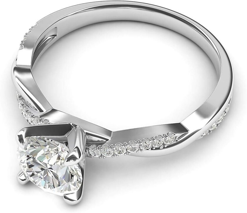 Solid 14k White Gold 4-Prong Petite Twisted Vine 1.0 CT Moissanite Engagement Ring Promise Bridal Ring - Image 3