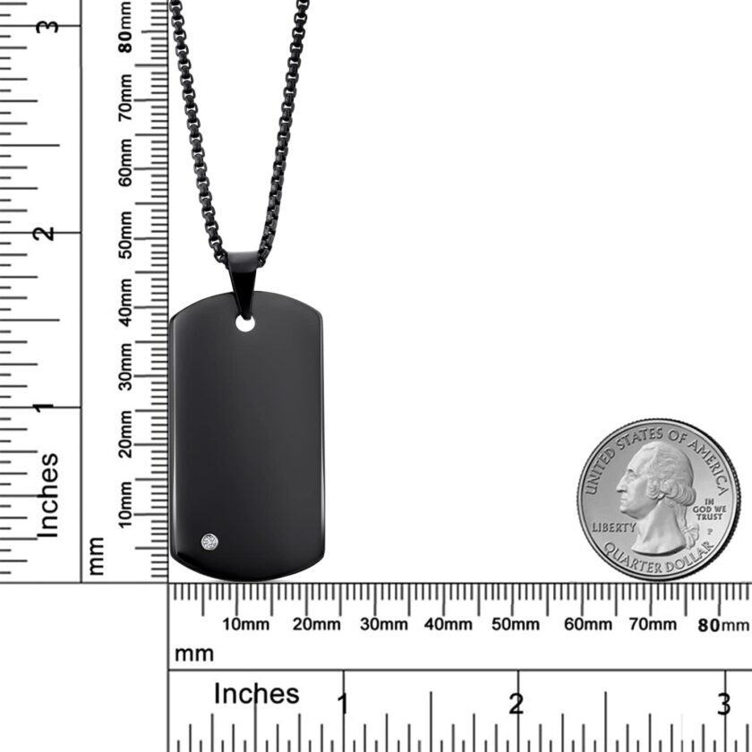 Gem Stone King Personalized Black Plated Tungsten Carbide Solid Polished Dog TAG Pendant Necklace with Lab Grown Diamond - Custom Engravable, Durable and Stylish Jewelry with 24 Inch Chain - Image 4