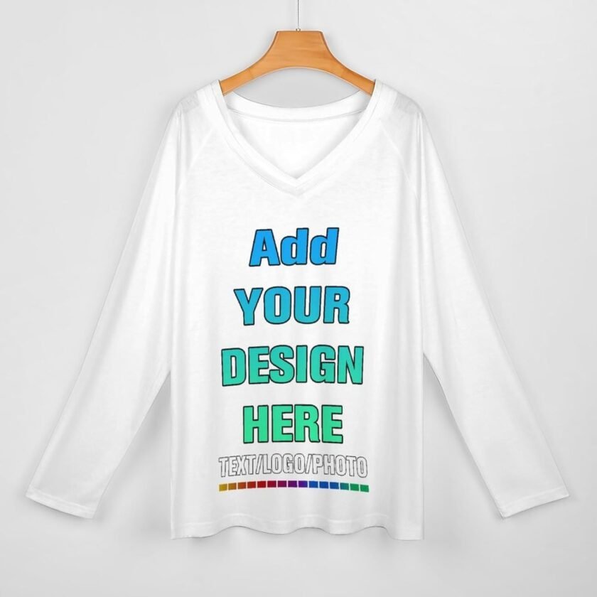 Personalized Tee Custom Long Sleeve Shirts for Women Design Your Own Image Text Photo Front/Back Print - Image 3