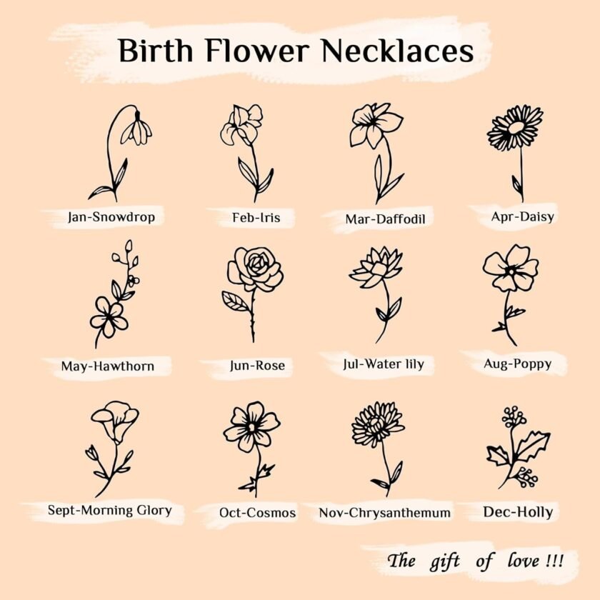 Gold Necklace for Women Layered Birth Flower Necklaces 18K Gold Plated Custom Birth Month Floral Necklaces Paperclip Chain Necklace Women Anniversary Birthday Gifts for Women - Image 6