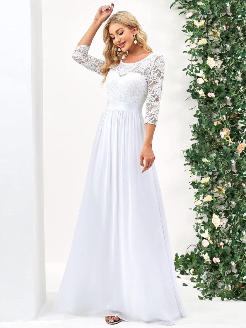 Ever-Pretty Women's Bridesmaid Dresses 3/4 Sleeve Empire Waist Maxi Mother of The Bride Dresses 07412 - Image 3