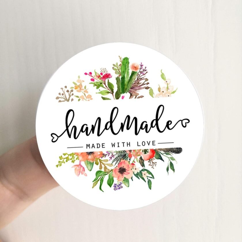 120pcs Handmade Made with Love Stickers, Premium Floral Labels for Crafts, Gifts & Packaging, Adorable Handmade Stickers for Small Businesses, Artists & Crafters - Image 5