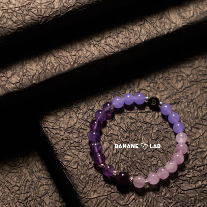 February Birthstone Bracelet for Women Men Amethyst Rose Quartz Purple Chalcedony Beaded Bracelet Handmade Natural Crystal Stone Stretch Jewelry - BANANE LAB - Artisan Collection - Image 8