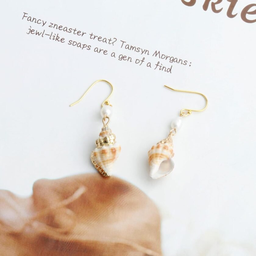 14K Gold Boho Beach Jewelry Ocean Seashell Conch Dangling Earrings for Women, Sterling Silver Hooks - Image 5