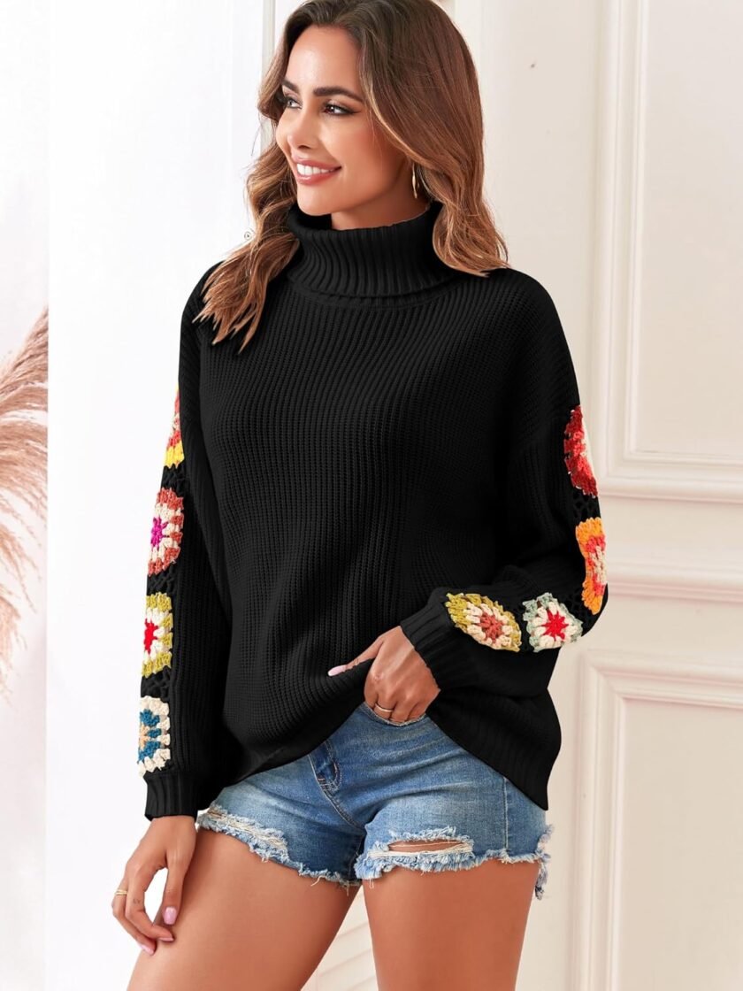 ZAFUL Turtleneck Sweater for Women Pullover Puff Long Sleeve Boho Knit Sweaters Trendy Knitwear Top - Image 5