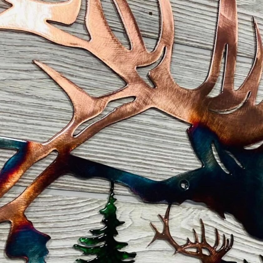 WIBOTA 2pc Outdoor Plaques & Wall Art,Elk Decor for Hunting Enthusiasts,Metal Deer Wall Art,Moose Cabin Home Collection - Image 3