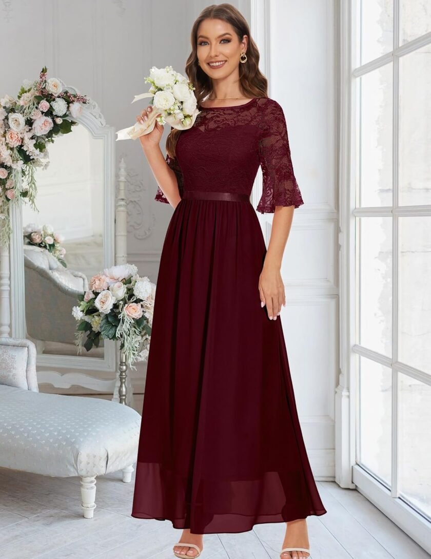 Wedtrend Women's Formal Dress 2024 Wedding Guest Dress Bell Sleeve Bridesmaid Dress Maxi Evening Dress - Image 5