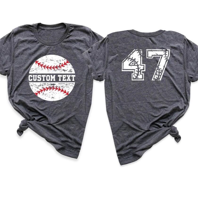 Baseball Shirt Personalized, Custom Baseball T-shirt Front and Back Design, Customizable Text and Number, Baseball Mom Shirts, Baseball Team Fan Game Day Shirt (Baseball Team Name)