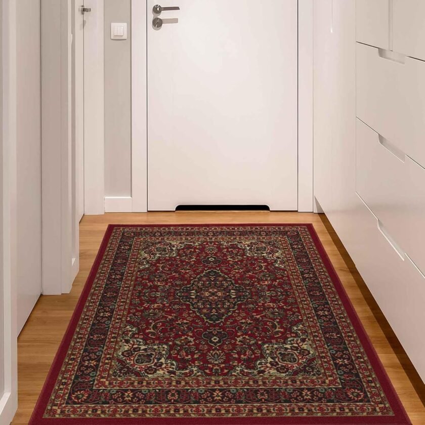 Machine Washable Medallion Oriental Design Non-Slip Rubberback 5x7 Traditional Area Rug for Living Room, Bedroom, Kitchen, Dining Room, 5' x 6'6", Red - Image 12