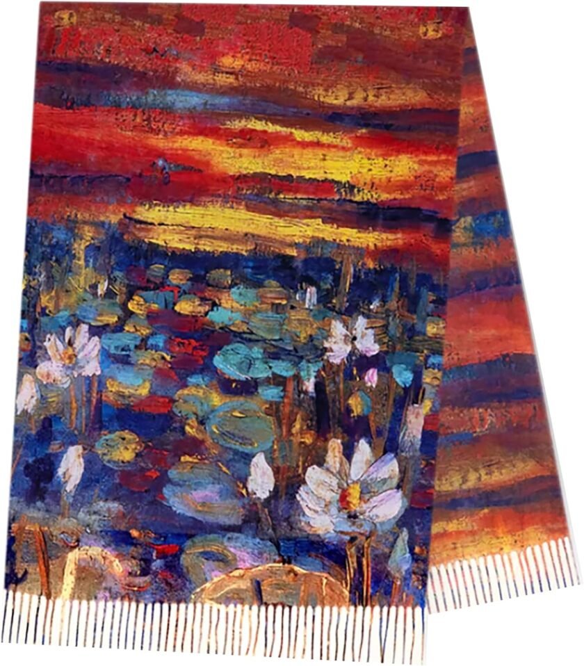 Double-Sided Large Wearable Art Scarf, Cashmere-Feel Reversible Iconic Classic Artworks by Legendary Artists