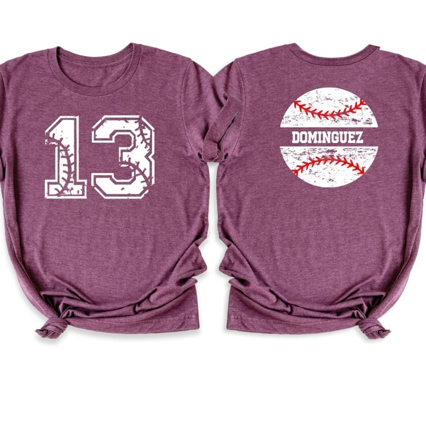 Baseball Shirt Personalized, Custom Baseball T-shirt Front and Back Design, Customizable Text and Number, Baseball Mom Shirts, Baseball Team Fan Game Day Shirt (Baseball Team Name) - Image 3