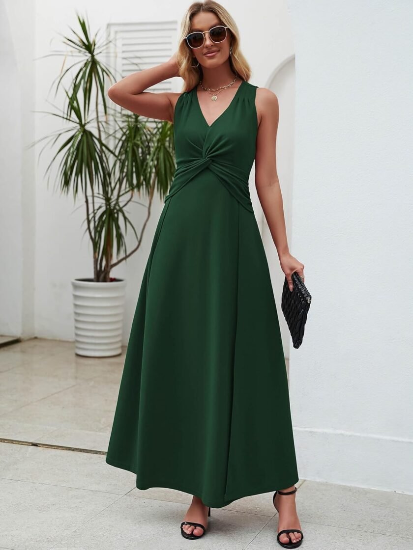 Wedding Guest Dresses for Women 2024 V Neck Formal Dresses for Women Sleeveless Evening - Image 2