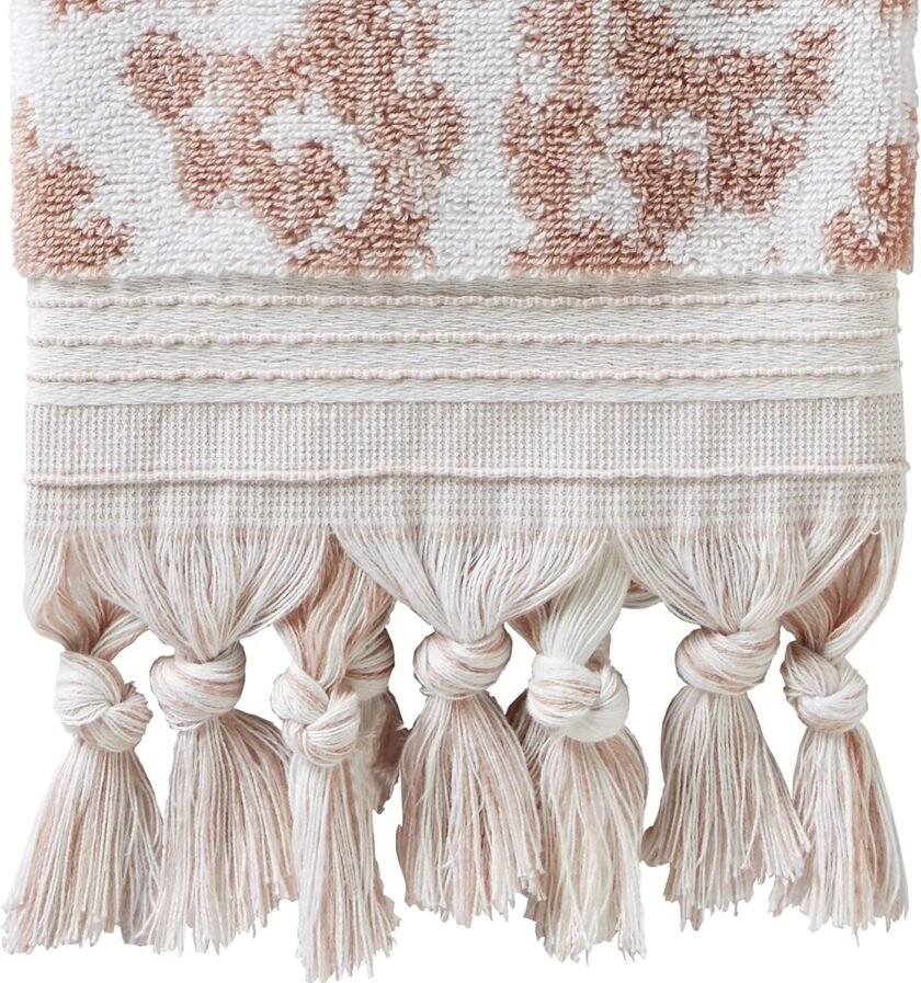 SKL Home Mirage Fringe 100% Turkish Cotton Hand Towel Set, Blush Small - Image 2