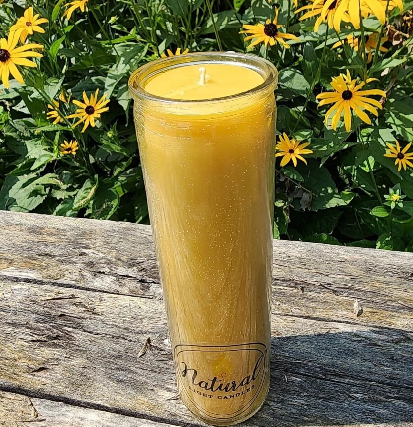 Beeswax Candle Made in USA Beeswax Vigil, Meditation, Prayer, Devotional Candle, Beeswax Pillar Candle in a Glass. Burns up to 100 Hours. Pure 100% Local Beeswax. - Image 3