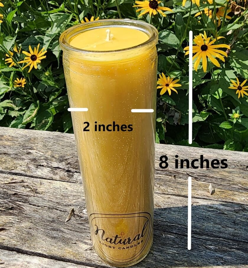 Beeswax Candle Made in USA Beeswax Vigil, Meditation, Prayer, Devotional Candle, Beeswax Pillar Candle in a Glass. Burns up to 100 Hours. Pure 100% Local Beeswax. - Image 2